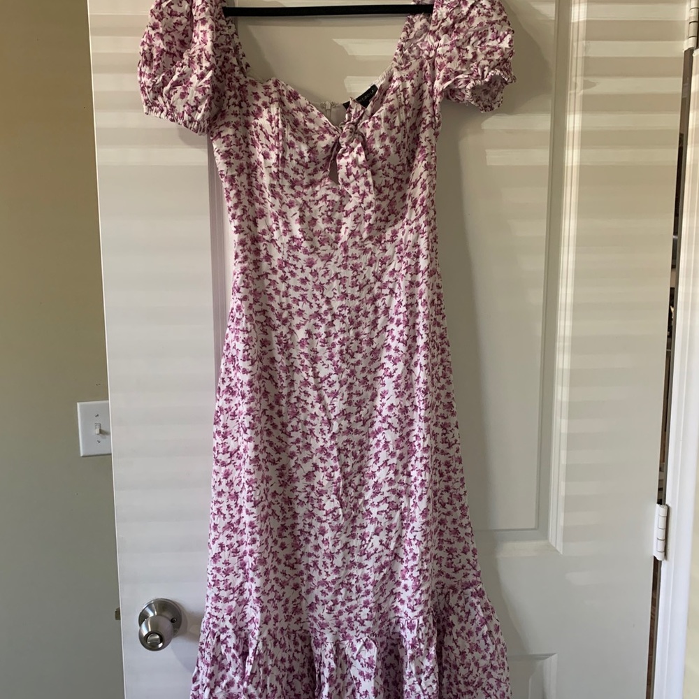 Purple floral midi dress